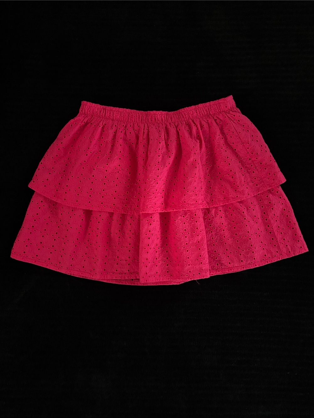 Wonder Nation Youth Sz XL(14-16) Tiered Eyelet Skirt in Hot Pink